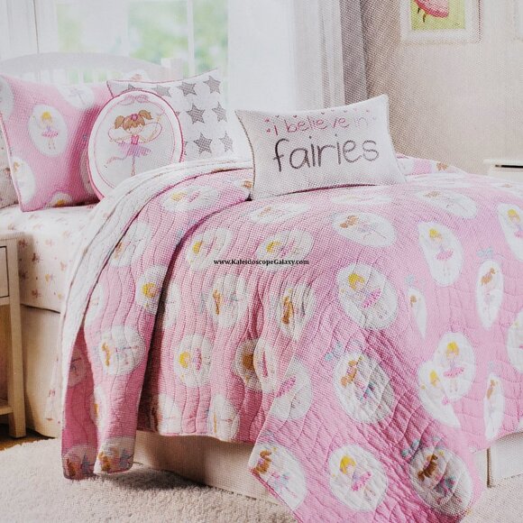 8 Piece Ballerina Fairies Twin Quilt ~ Sheets ~ 3 Throw Pillows ~ Ballet NEW - Picture 5 of 14